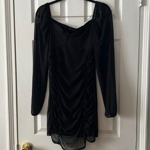 Pretty little thing black dress with mesh sleeves NWT